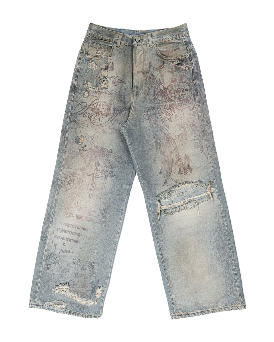 Tattoo Jeans Light Blue – Sex&jeans®